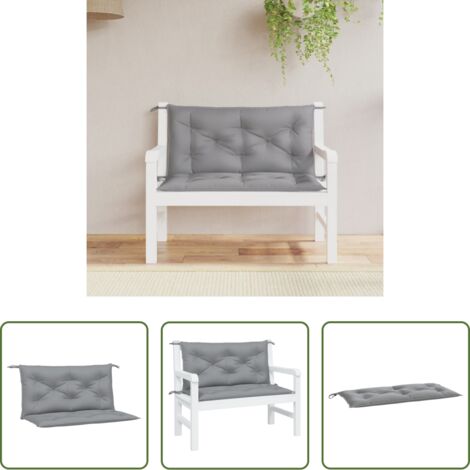vidaXL Cojines de exterior -  Cojines de banco de jardín 2 uds tela Oxford gris 100x50x7 cm
