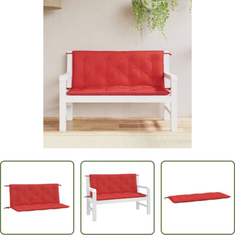 vidaXL Cojines de exterior -  Cojines de banco de jardín 2 uds tela Oxford rojo 120x50x7 cm