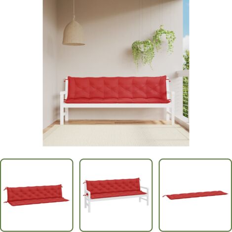 vidaXL Cojines de exterior -  Cojines de banco de jardín 2 uds tela Oxford rojo 200x50x7 cm