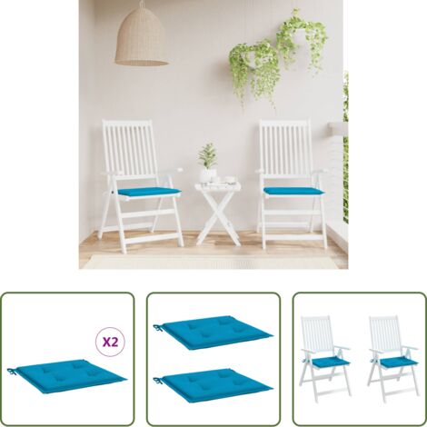 vidaXL Cojines de exterior -  Cojines de silla de jardín 2 uds tela Oxford azul 50x50x4 cm