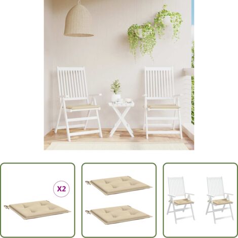 vidaXL Cojines de exterior -  Cojines de silla de jardín 2 uds tela Oxford beige 50x50x4 cm