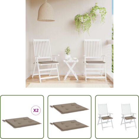 vidaXL Cojines de exterior -  Cojines de silla de jardín 2 uds tela Oxford taupé 50x50x4 cm