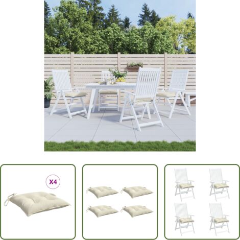 vidaXL Cojines de exterior -  Cojines de silla de jardín 4 uds tela Oxford crema 40x40x7 cm