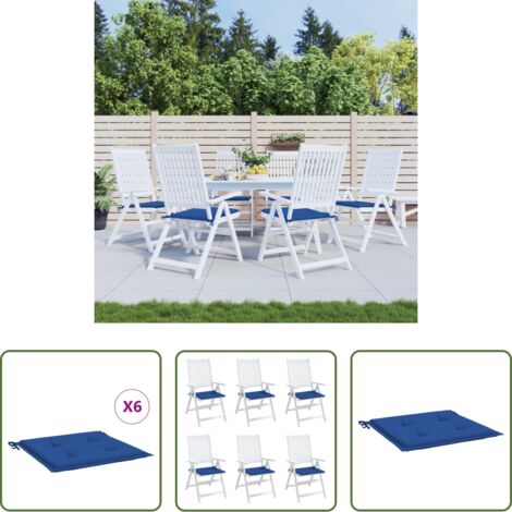 vidaXL Cojines de exterior -  Cojines de silla de jardín 6 uds tela Oxford azul 50x50x4 cm
