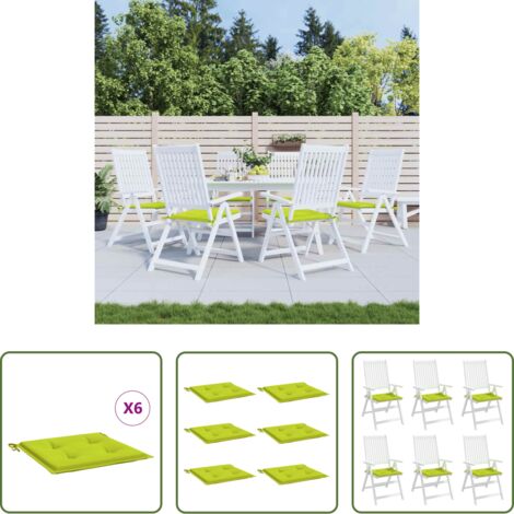 vidaXL Cojines de exterior -  Cojines de silla de jardín 6 uds tela Oxford verde 40x40x4 cm
