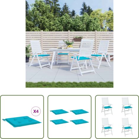 vidaXL Cojines de exterior -  Cojines para silla de jardín 4 uds tela turquesa 40x40x4 cm