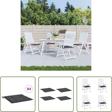 vidaXL Cojines de exterior -  Cojines silla de jardín 4 uds tela Oxford antracita 50x50x4 cm