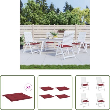 vidaXL Cojines de exterior -  Cojines silla de jardín 4 uds tela Oxford rojo tinto 50x50x4 cm