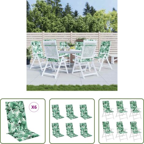 vidaXL Cojines de exterior -  Cojines silla respaldo alto 6 uds tela Oxford estampado hojas