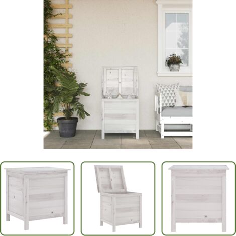 vidaXL Cojines de jardín -  Arcón de jardín madera maciza abeto blanco 50x49x56,5 cm