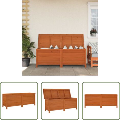 vidaXL Cojines de jardín -  Arcón de jardín madera maciza abeto marrón 150x50x56,5 cm
