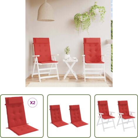 vidaXL Cojines de jardín -  Cojines de silla con respaldo alto 2 uds tela Oxford rojo