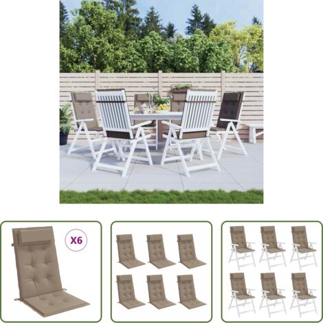 vidaXL Cojines de jardín -  Cojines de silla con respaldo alto 6 uds tela Oxford gris taupe
