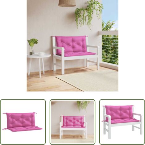 vidaXL Cojines de jardín -  Cojines para banco de jardín 2 uds tela rosa 100x50x7 cm