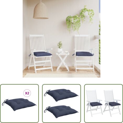vidaXL Cojines de jardín -  Cojines para silla 2 uds tela Oxford azul marino 50x50x7 cm