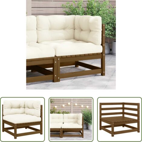 vidaXL Cojines de madera -  Sofá de esquina de jardín y cojines madera madera pino crema