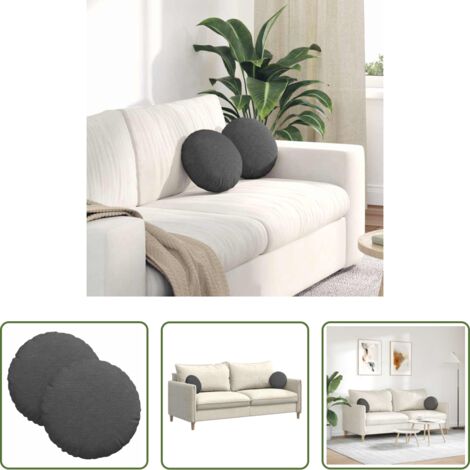 vidaXL Cojines de pana aterciopelada -  Cojines para asiento 2 pcs Gris oscuro Ø 30 cm Tela de pana