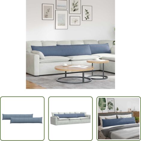 vidaXL Cojines de pana -  Cojines de sofá 2 pcs Azul 200 x 40 cm Tela de pana