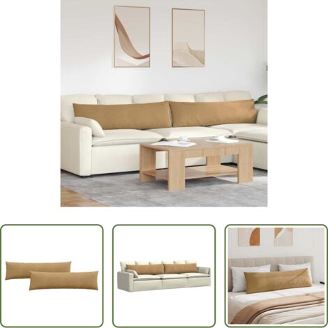 vidaXL Cojines de pana -  Cojines de sofá 2 pcs Marrón 145 x 40 cm Tela de pana
