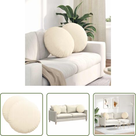 vidaXL Cojines de pana -  Cojines para asiento 2 pcs Crema Ø 50 cm Tela de pana