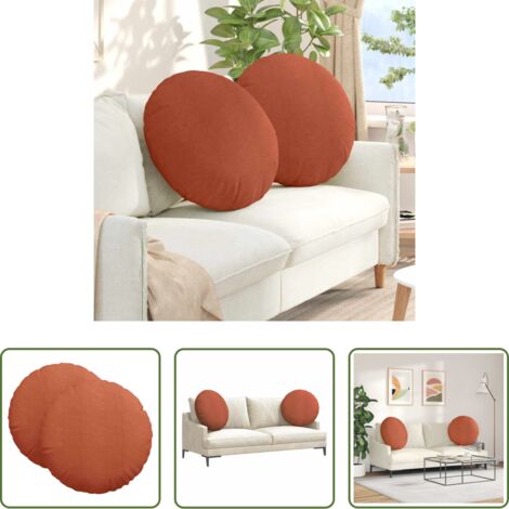 vidaXL Cojines de pana -  Cojines para asiento 2 pcs Rojo Naranja Ø 80 cm Tela de pana