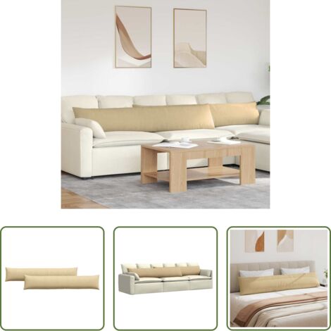 vidaXL Cojines de pana verde grisáceo -  Cojines de sofá 2 pcs Verde grisáceo 200 x 40 cm Tela de pana