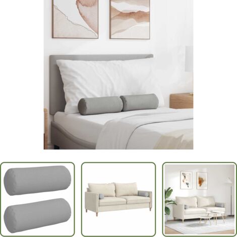 vidaXL Cojines de pie -  Cojines Bolster 2 pcs Gris Nube Ø 15 x 40 cm tela