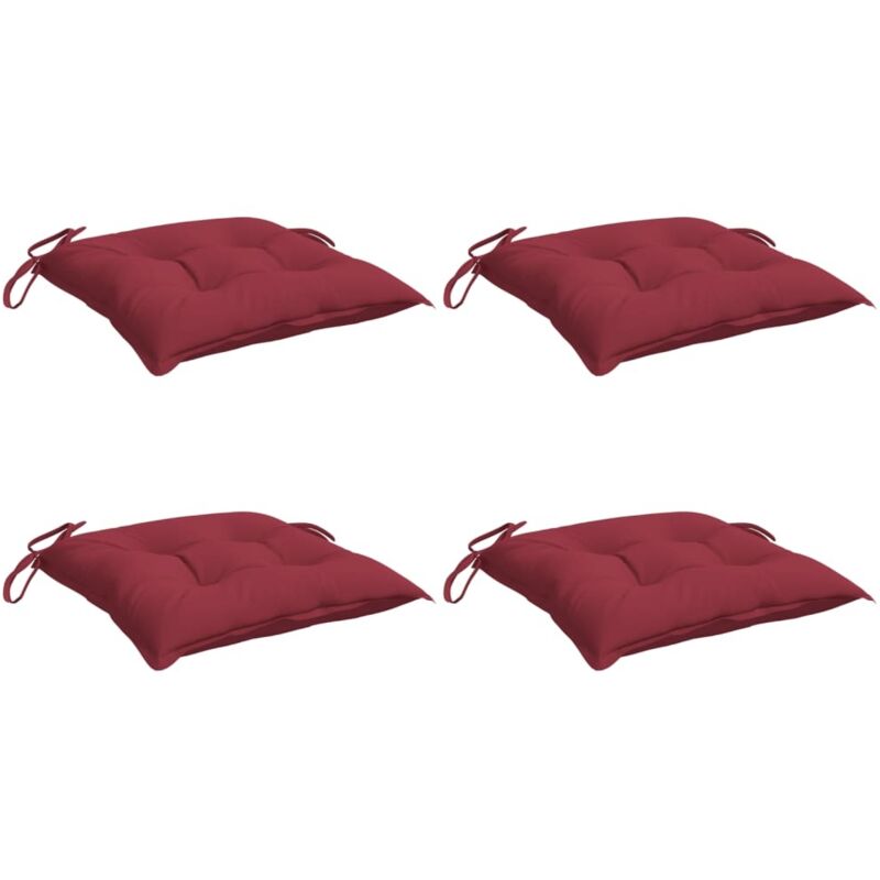 

vidaXL Cojines de silla 4 unidades rojo tinto 50x50x7 cm - Rojo