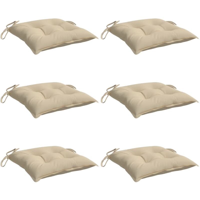 

vidaXL Cojines de silla 6 unidades tela beige 40x40x7 cm - Beige