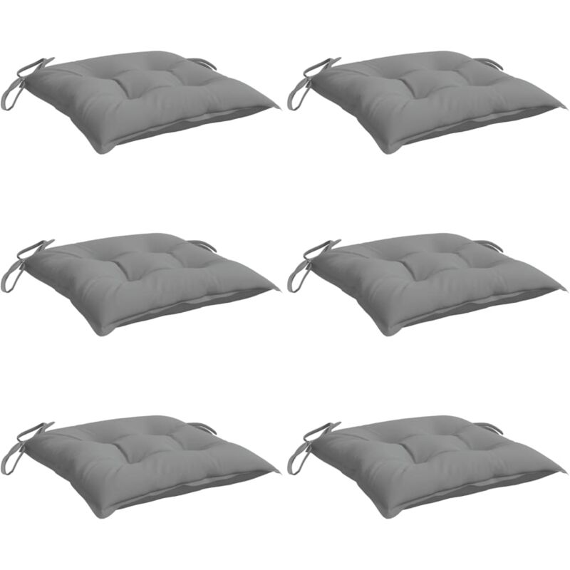 

vidaXL Cojines de silla 6 unidades tela gris 40x40x7 cm - Gris