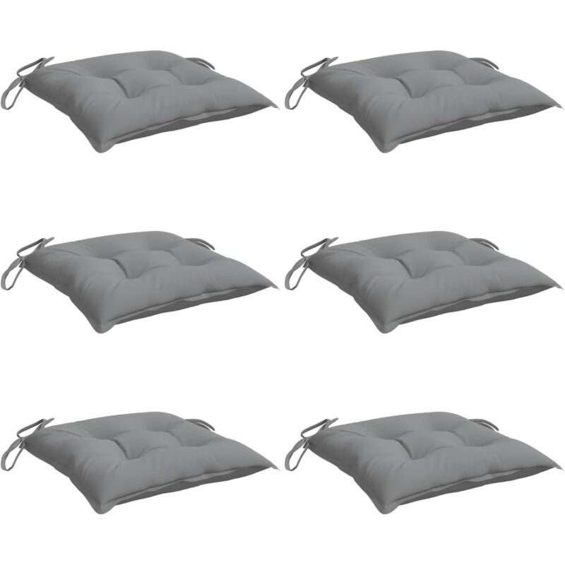 

vidaXL Cojines de silla 6 unidades tela gris 50x50x7 cm - Gris