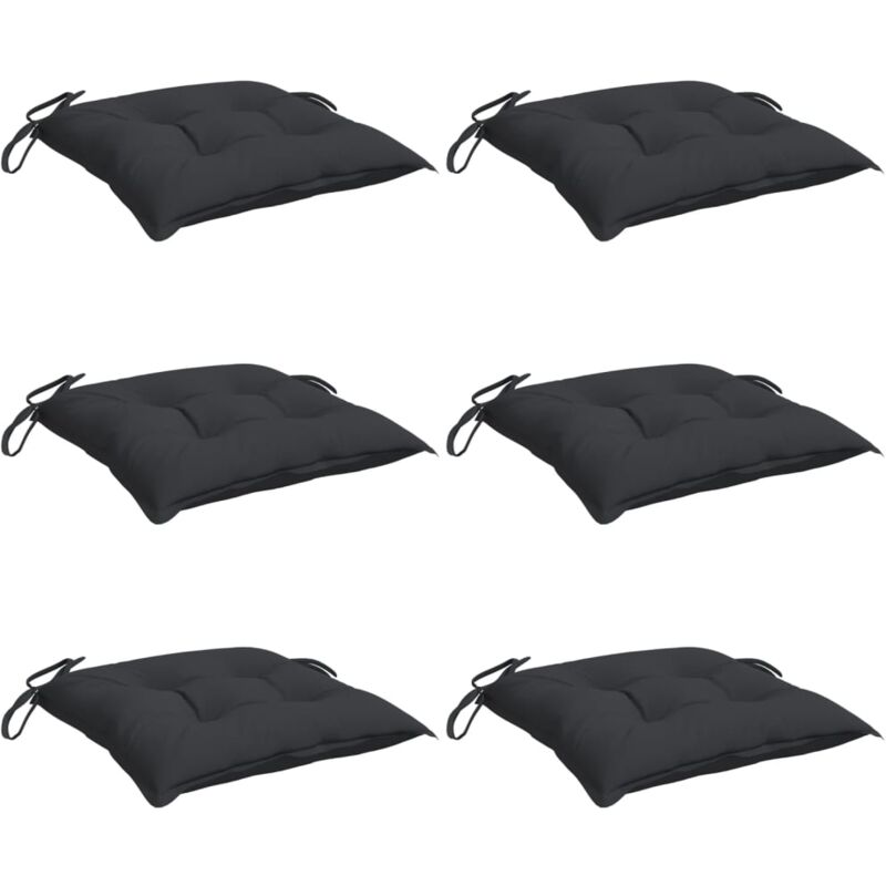 

vidaXL Cojines de silla 6 unidades tela negro 40x40x7 cm - Negro