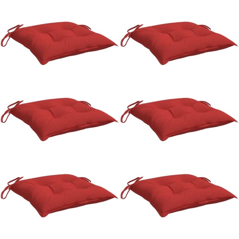 

vidaXL Cojines de silla 6 unidades tela rojo 40x40x7 cm - Rojo