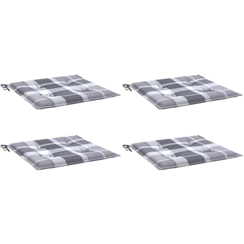 

vidaXL Cojines de silla de jardín 4 uds tela a cuadros gris 50x50x4cm - Multicolor