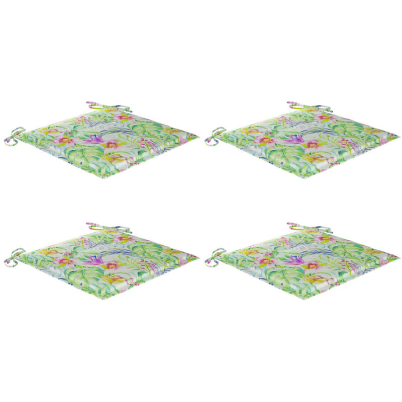 

vidaXL Cojines de silla de jardín 4 uds tela estampado hojas 50x50x4cm - Multicolor