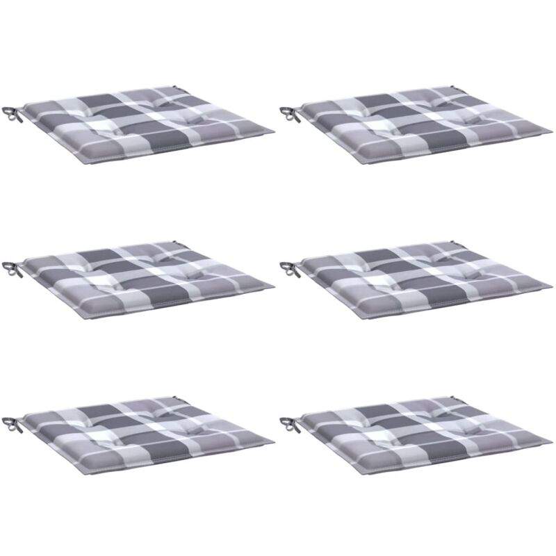 

vidaXL Cojines de silla de jardín 6 uds tela a cuadros gris 50x50x4cm - Multicolor