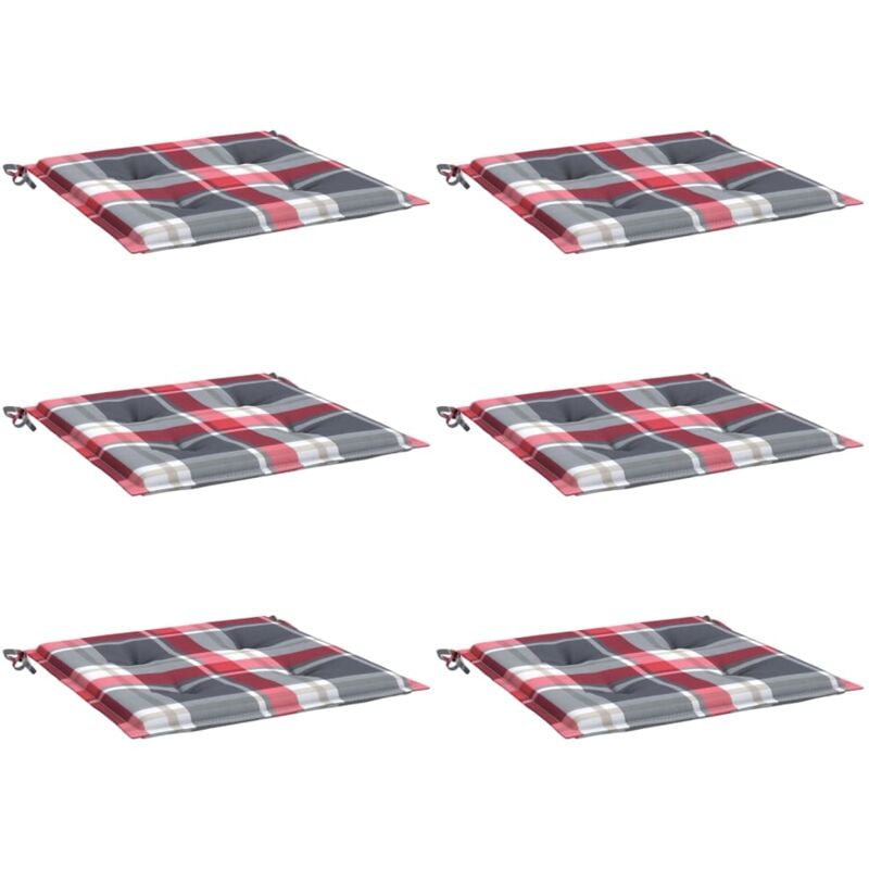 

vidaXL Cojines de silla de jardín 6 uds tela a cuadros rojos 50x50x4cm - Multicolor