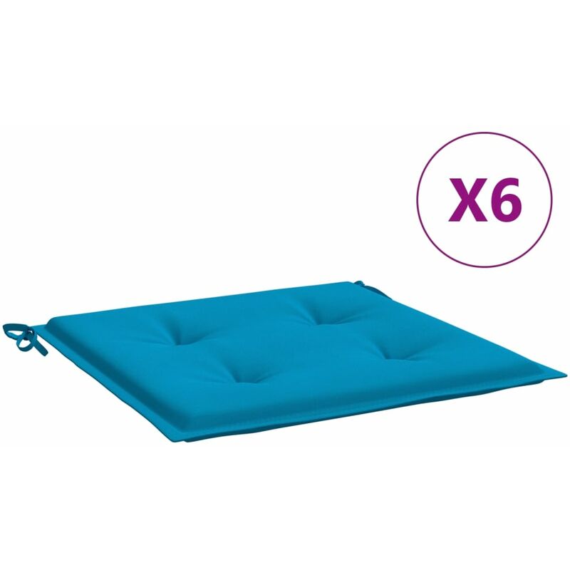 

vidaXL Cojines de silla de jardín 6 uds tela azul 40x40x4 cm - Azul