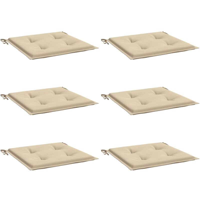 

vidaXL Cojines de silla de jardín 6 uds tela beige 50x50x4 cm - Beige