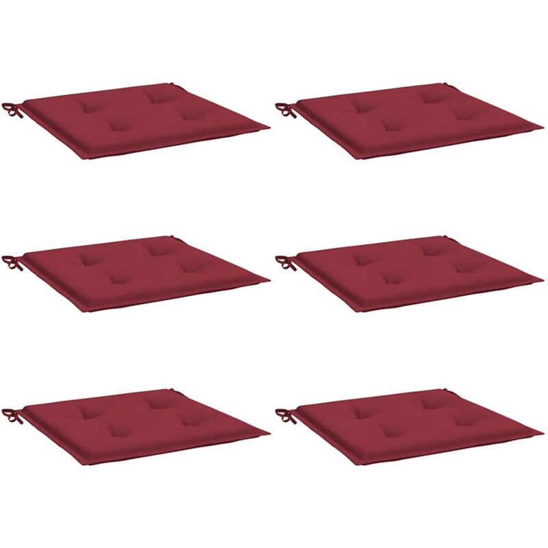 

vidaXL Cojines de silla de jardín 6 uds tela rojo tinto 40x40x4 cm - Rojo