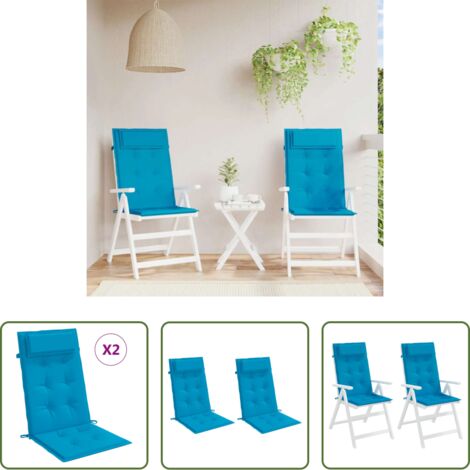 vidaXL Cojines de silla de oficina -  Cojines de silla con respaldo alto 2 uds tela Oxford azul claro