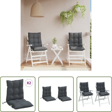 vidaXL Cojines de silla de oficina -  Cojines de silla respaldo bajo 2 uds tela Oxford gris antracita