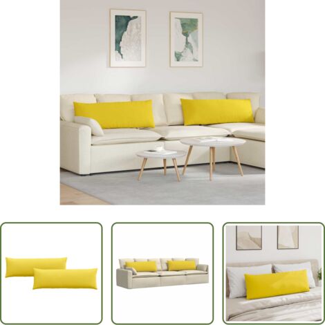 vidaXL Cojines de tela -  Cojines de sofá 2 pcs Amarillo Claro 120 x 40 cm tela