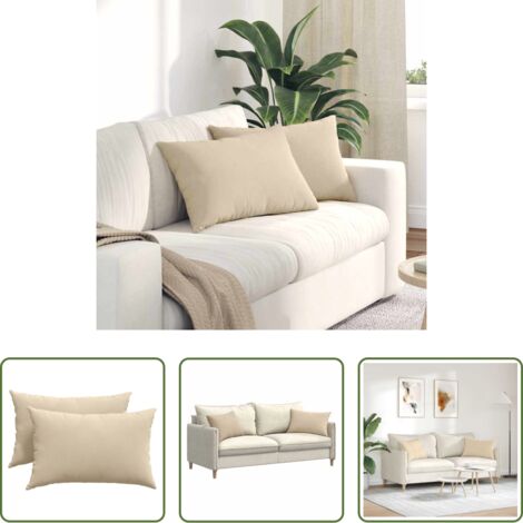 vidaXL Cojines de tela -  Cojines de sofá 2 pcs Crema 60 x 40 cm tela