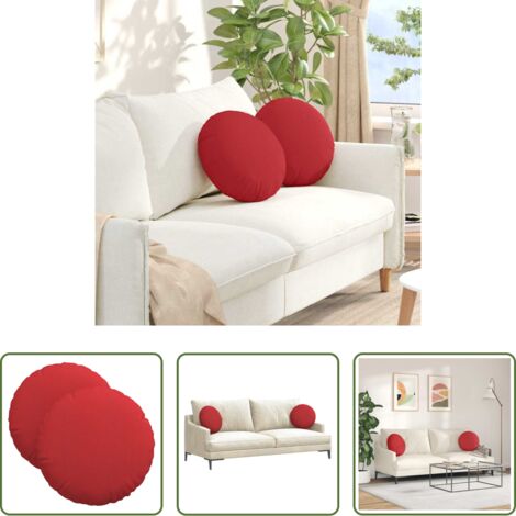 vidaXL Cojines de tela -  Cojines para asiento 2 pcs Rojo Ø40 x 13 cm tela