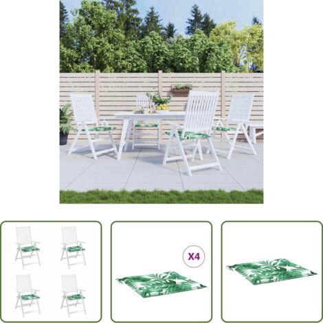 vidaXL Cojines de terraza -  Cojines de sillas 4 pcs Patrón de hoja 50 x 50 x 4 cm