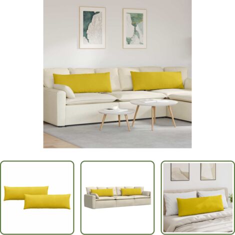 vidaXL Cojines modernos -  Cojines de sofá 2 pcs Amarillo 120 x 40 cm Tela de pana