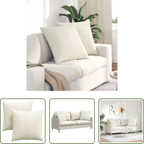 vidaXL Cojines modernos -  Cojines de sofá 2 pcs Crema 80 x 80 cm Tela de pana