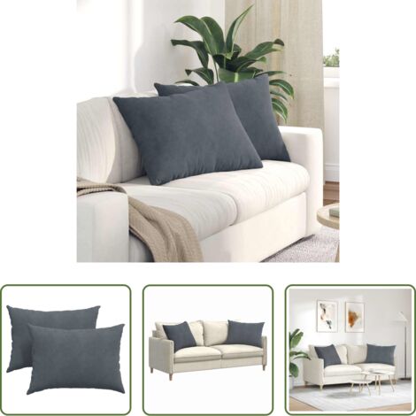 vidaXL Cojines modernos -  Cojines de sofá 2 pcs Gris oscuro 70 x 50 cm Tela de pana