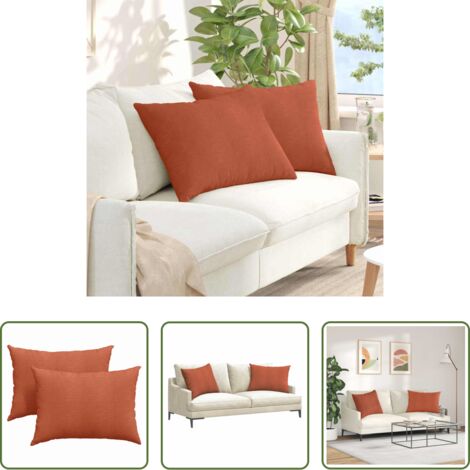 vidaXL Cojines modernos -  Cojines de sofá 2 pcs Rojo Naranja 70 x 50 cm Tela de pana